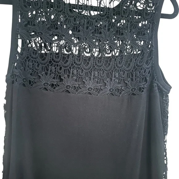 WHBM Black Crochet Sequin Tank Top Size Medium - Picture 6 of 8